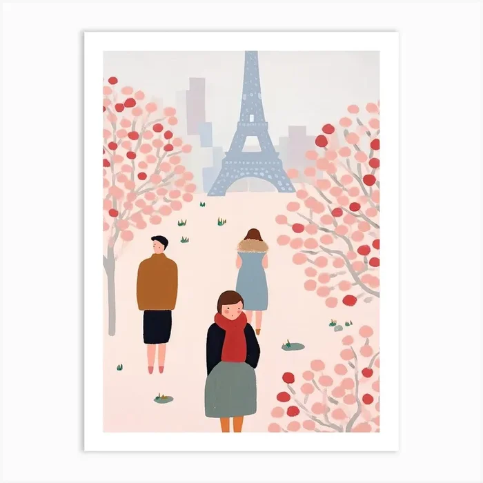 In Paris With The Eiffel Tower Scene, Tiny People And Illustration 7 Art Print by Mambo