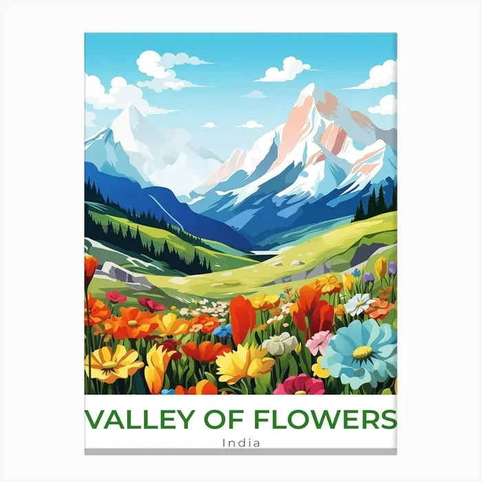 India Valley Of Flowers Travel Canvas Print by Anwir