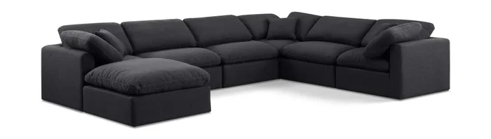 Indulge 140 ” Linen Textured Fabric Upholstered 7pc. Modular Sectional