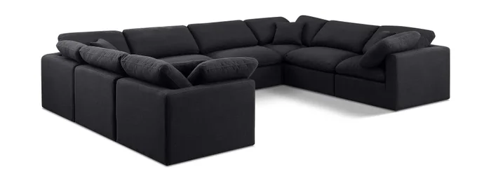 Indulge 140 ” Linen Textured Fabric Upholstered 8pc. Modular Sectional