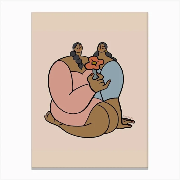 Internal Dialogue Pink & Blue Canvas Print by Ping Hatta