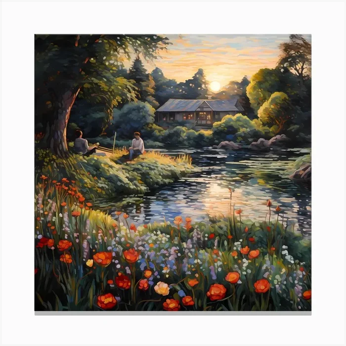 Irises Gardens Canvas Print by Quantum Vivid Digital Art