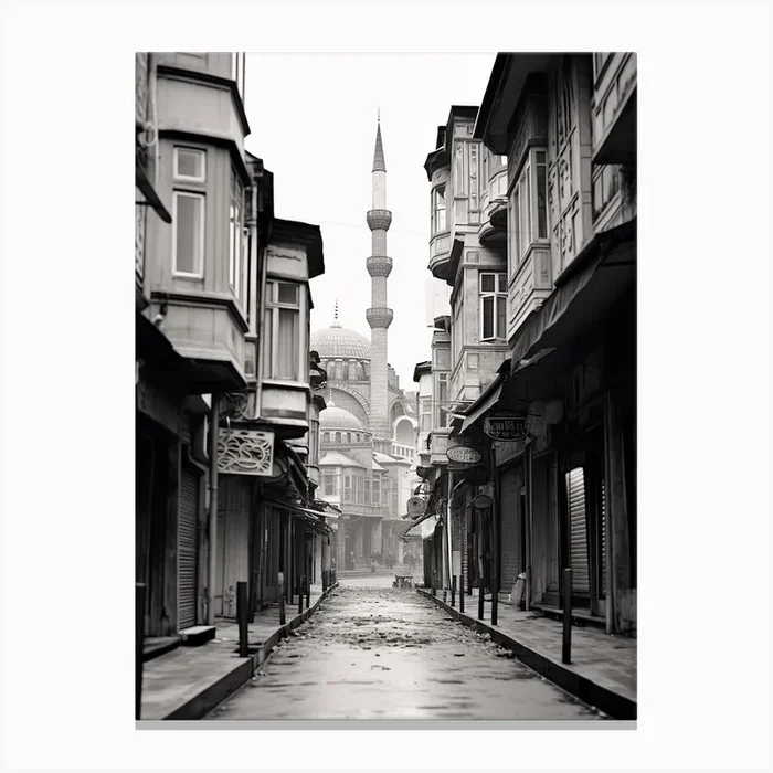 Istanbul, Turkey, Black And White Old Photo 3 Canvas Print by Monochrome Vistas