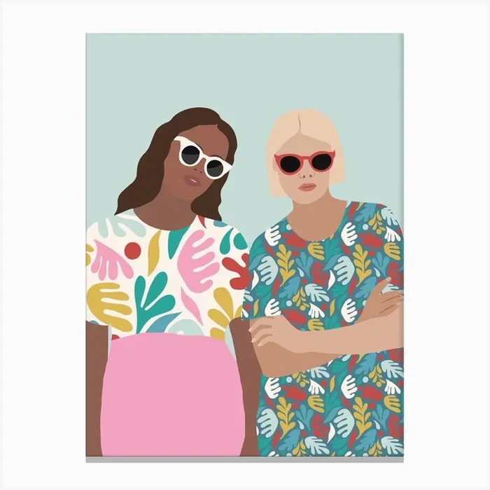 Jess And Jade Mint Canvas Print by Firko Studio