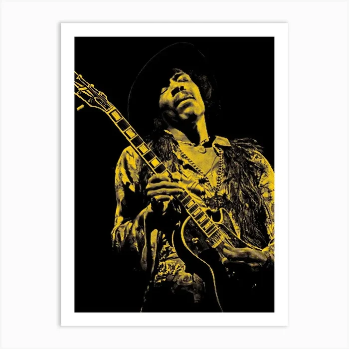 Jimi Hendrix Line Art Art PrintAB by Andika Bahtiar