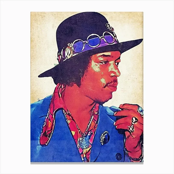 Jimmy Hendrix Retro Art Canvas PrintN by neonartroom