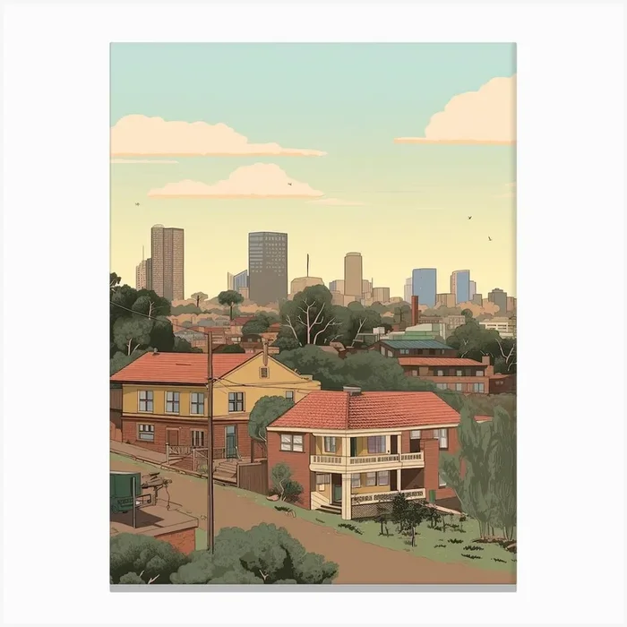 Johannesburg South Africa Travel Illustration 1 Canvas Print by Fusion Designs