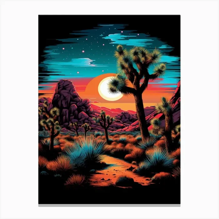 Joshua Tree At Night, Nat Viga Style (1) Canvas PrintTP by TreeTopia Prints