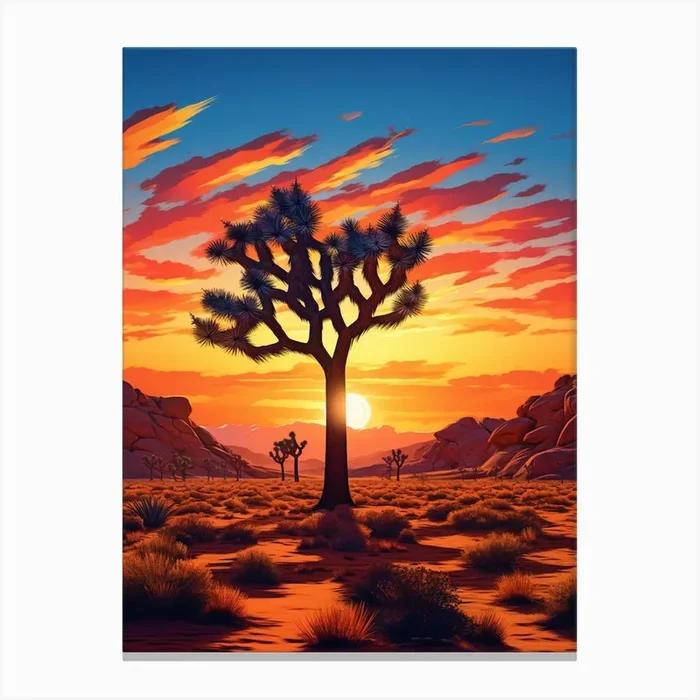 Joshua Tree At Sunrise In South Western Style (2) Canvas PrintTP by TreeTopia Prints