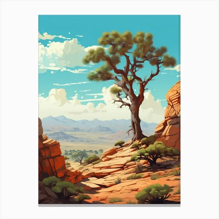 Joshua Tree In Grand Canyon, Nat Viga Style (3) Canvas PrintTP by TreeTopia Prints