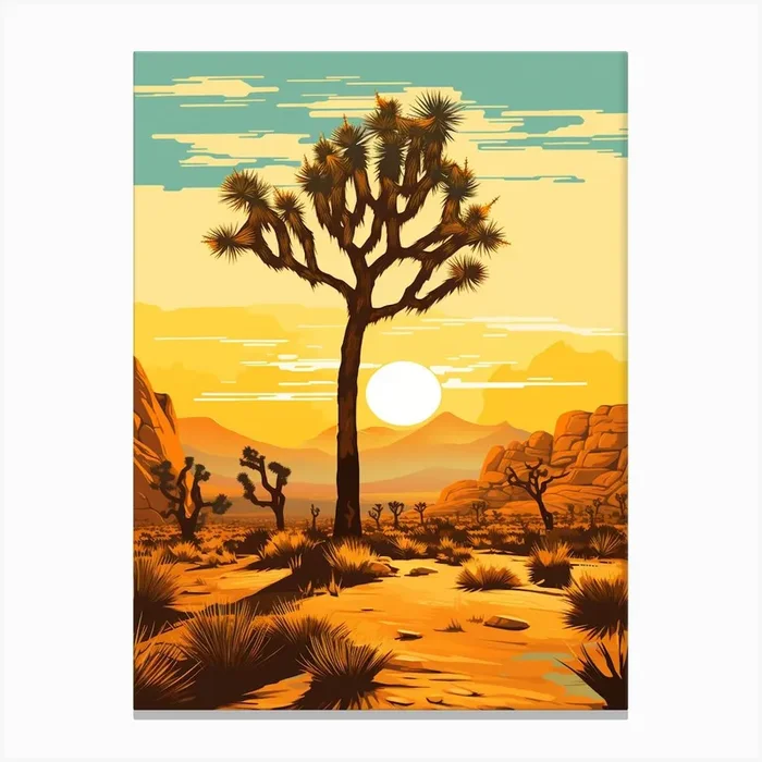 Joshua Tree National Park In Gold And Black (2) Canvas PrintTP by TreeTopia Prints