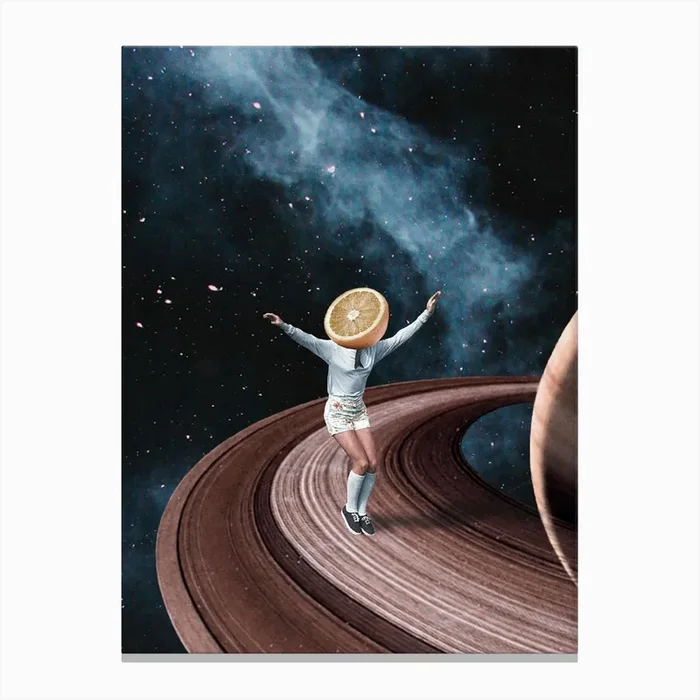 Jumping Oranges In My Head Canvas Print by Maarten Léon
