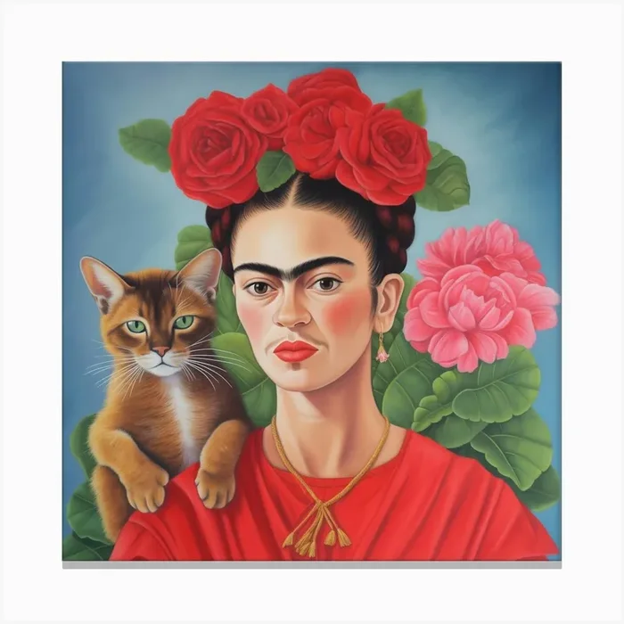 katzen kunst mit Frida Canvas Print by Carinaprint