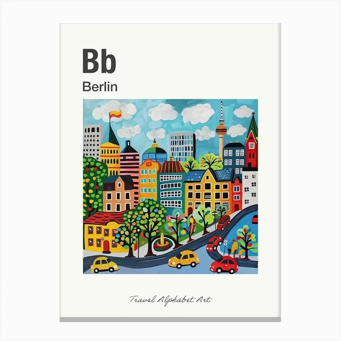 Kids Travel Alphabet Berlin 2 Canvas Print by Scribble Studio