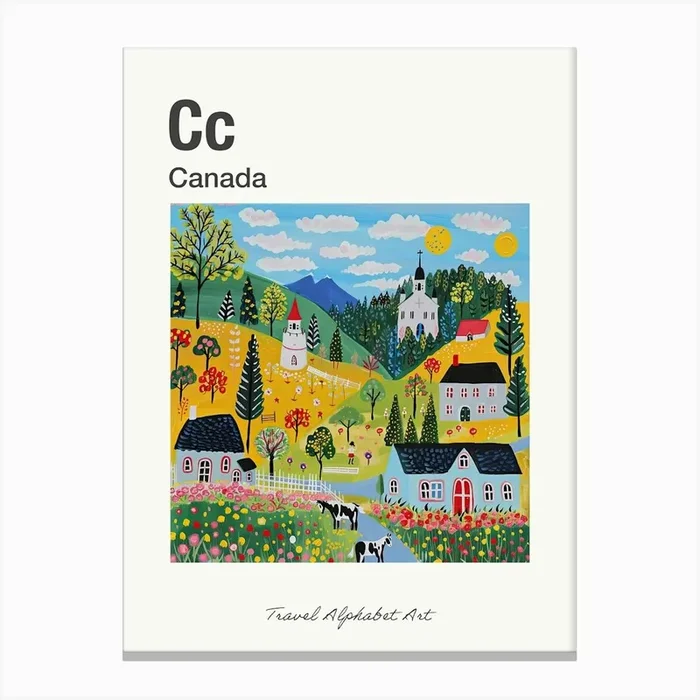Kids Travel Alphabet Canada 2 Canvas Print by Scribble Studio