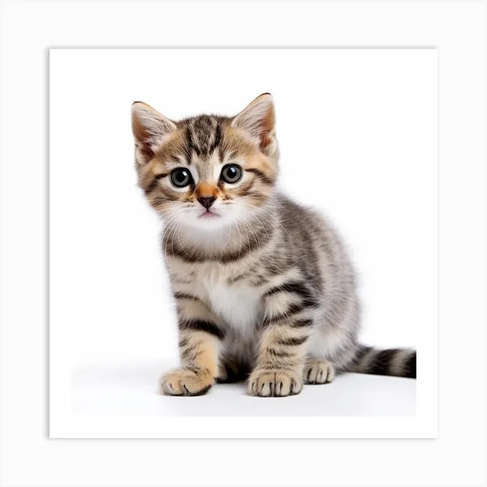 Kitten On White Background Art Print by PaigeDesigns