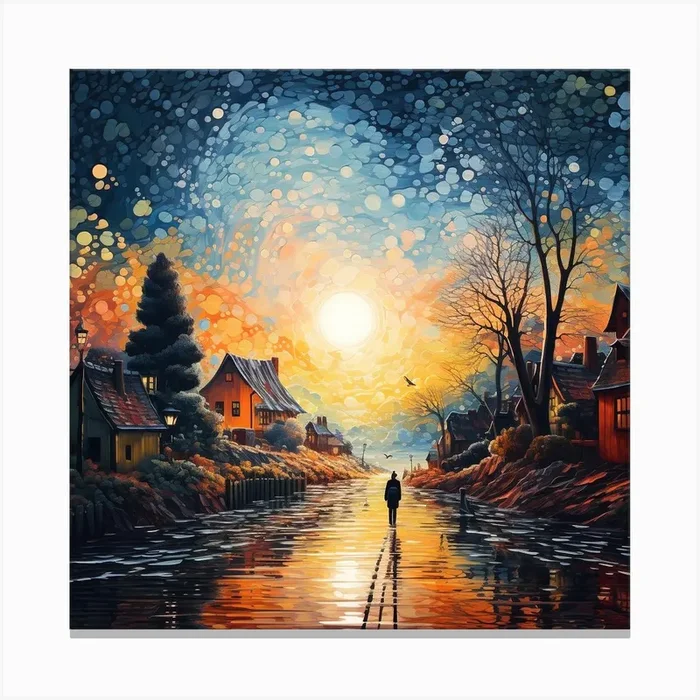 Knit Reflections: Hyper-Impressionist Tapestry Canvas Print by Quantum Vivid Digital Art