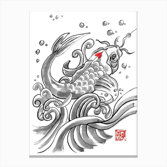 Koi Fish 1 Canvas Print by Pechane Sumie