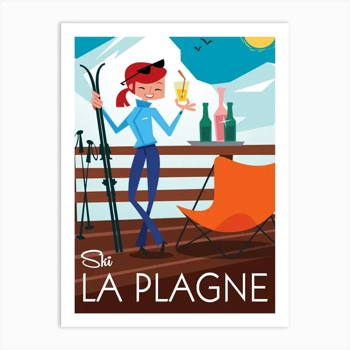 La Plagne Ski Poster Art Print by Gary Godel