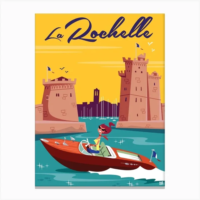 La Rochelle Poster Yellow And Blue Canvas Print by Gary Godel