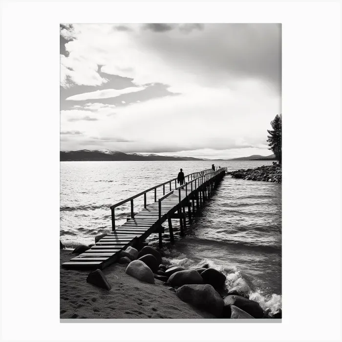 Lake Tahoe, Black And White Analogue Photograph 3 Canvas Print by Monochrome Vistas
