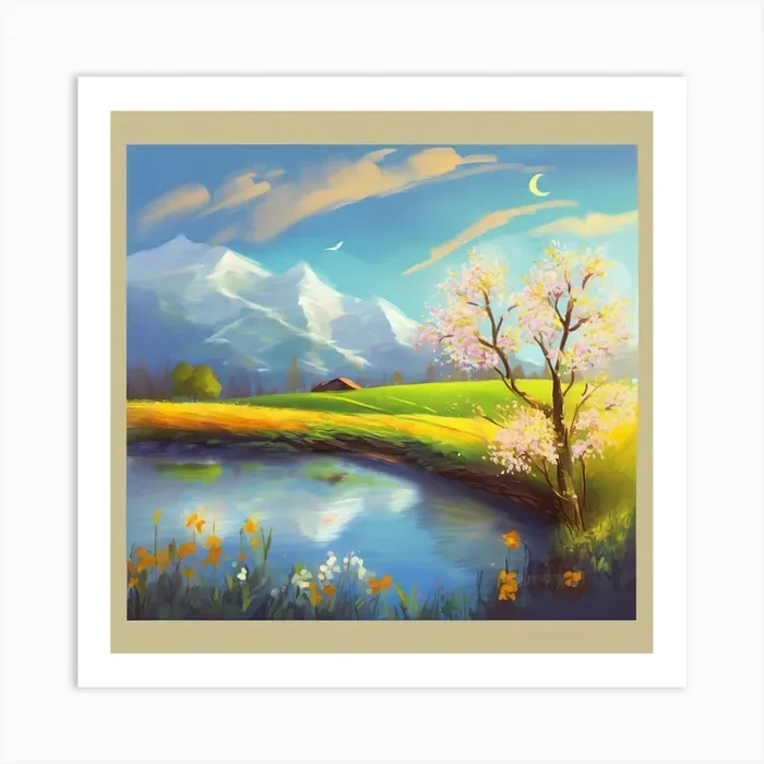 Landscape Painting 1 Art Print by Cats for you