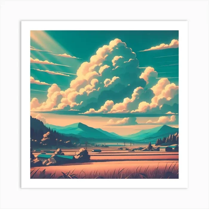 Landscape With Clouds Art Print by Etnousta