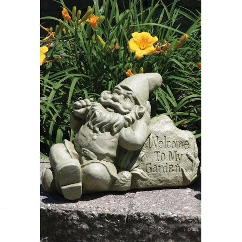 Lazy Daze Gnome Sculpture Welcome to My Garden