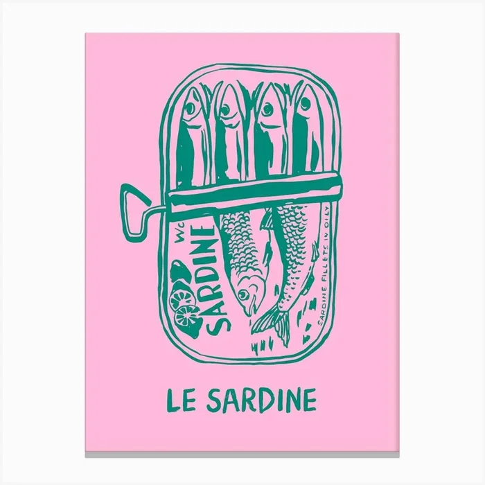 Le Sardine Print Canvas Print by Cherry Bomb Art Prints