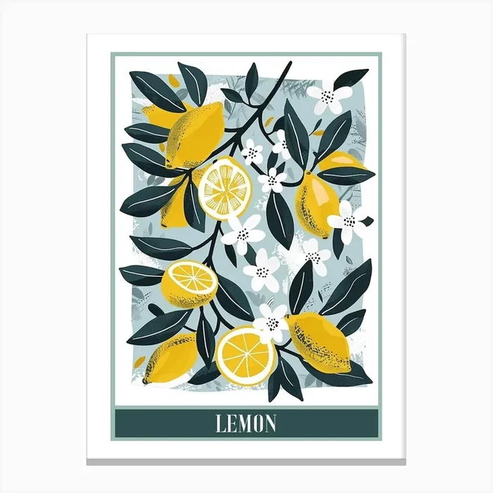 Lemon Tree Flat Illustration 7 Poster Canvas Print by Bough And Bloom Artistry