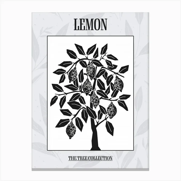 Lemon Tree Simple Geometric Nature Stencil 1 Poster Canvas Print by Bough And Bloom Artistry