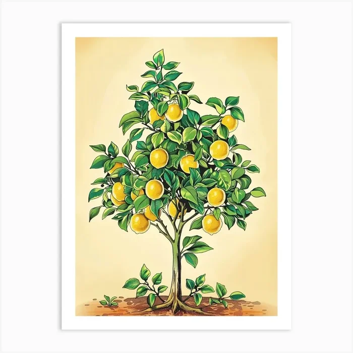 Lemon Tree Storybook Illustration 2 Art Print by Bough And Bloom Artistry