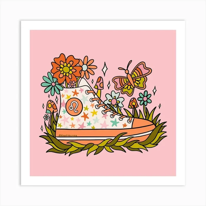 Leo Sneaker Art Print by Doodle By Meg
