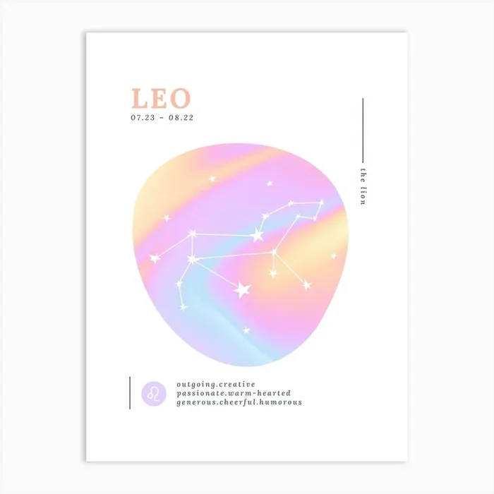 Leo Zodiac Sign | Aura Brights Art Print by Jande Summer