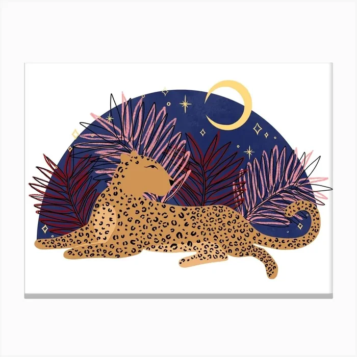 Leopard Leaf3 Canvas Print by Bethany Illustrations