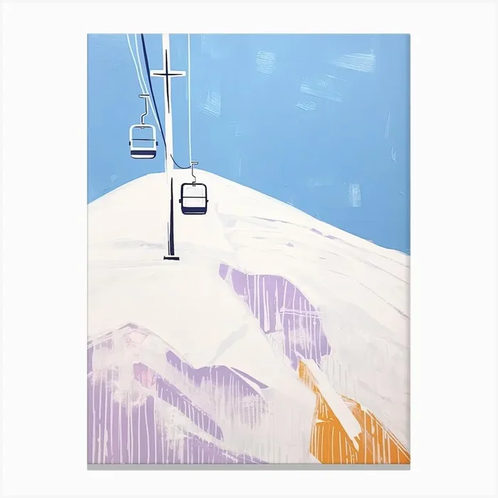 Les 3 Vallees France, Ski Resort Pastel Colours Illustration 2 Canvas Print by Piste Posters