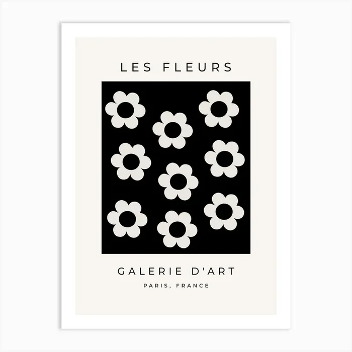 Les Fleurs | 02 – Black And White Flower Abstract Floral Art PrintDR by Daily Regina Designs