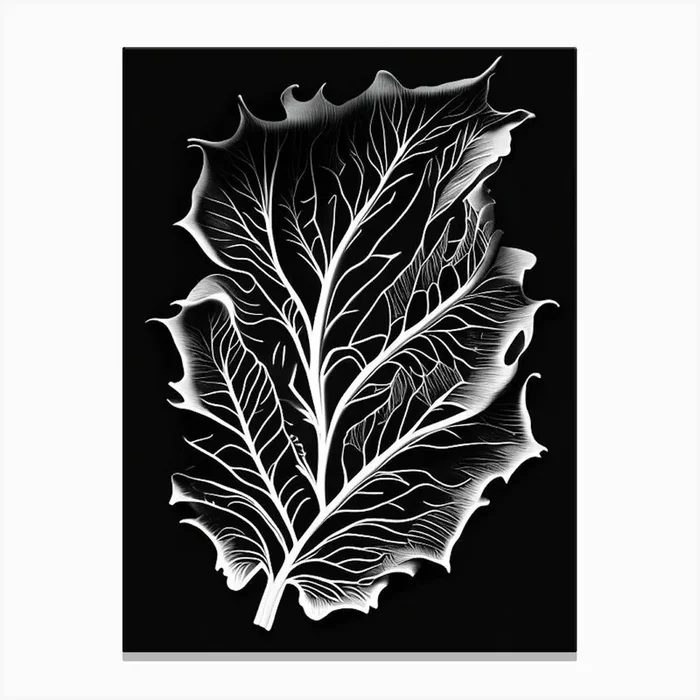 Lettuce Leaf Linocut 2 Canvas PrintL& by Leaf & Stem Studio