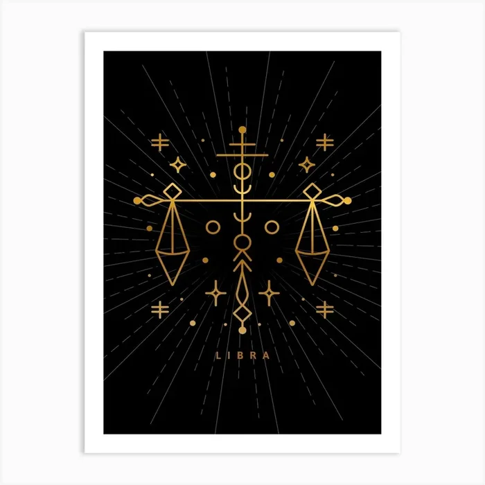 Libra — Zodiac geometric Art Print by Synthwave1950