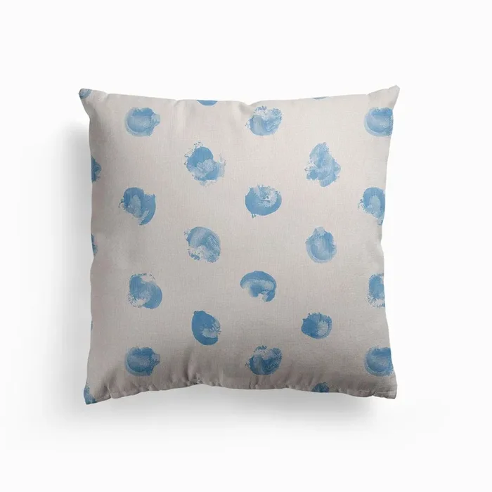 Light Blue Paint Pattern Canvas Cushion by Gagica Contra