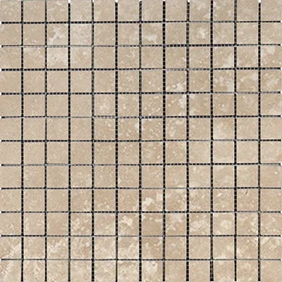 Light Travertine Filled And Honed Mosaic Square 1 “X1 “