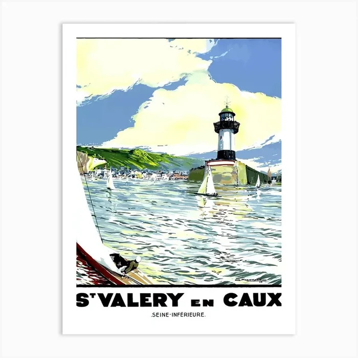 Lighthouse At St Valery And Caux, France Art Print by Vintage Spirit