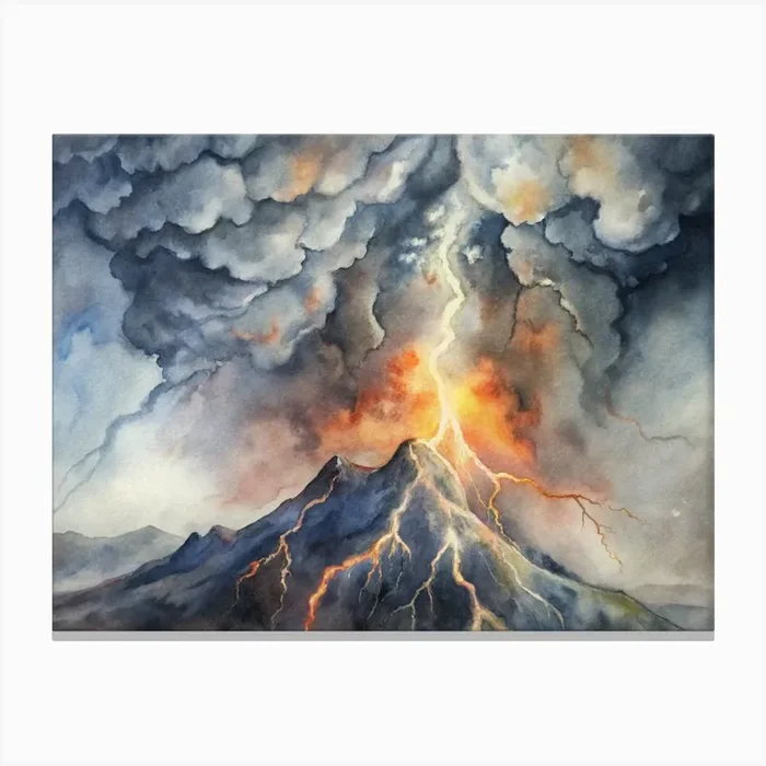 Lightning On A Mountain Canvas Print by Posterly Studio home decor