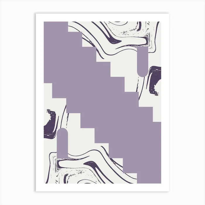 Lilac Marble Stairs Art Print by Mambo