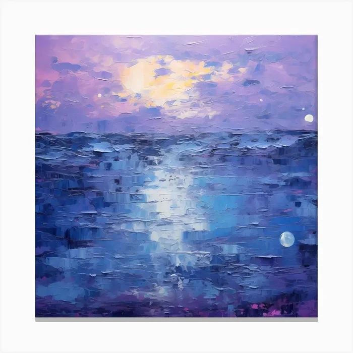 Lilac Reflections: Seawater Serenity Canvas Print by Quantum Vivid Digital Art