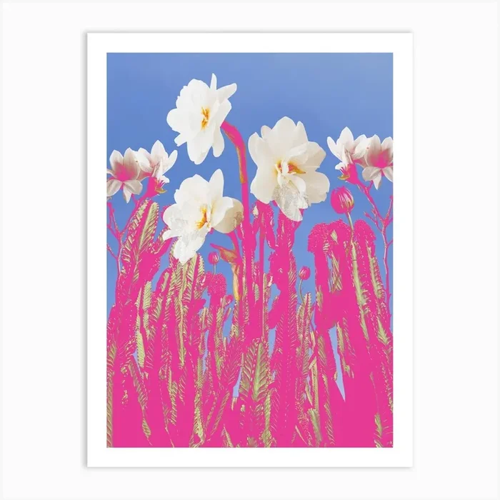 Lily Cactus Pretty Collage Art Print by Collage Art by Hana Brenner-Katz