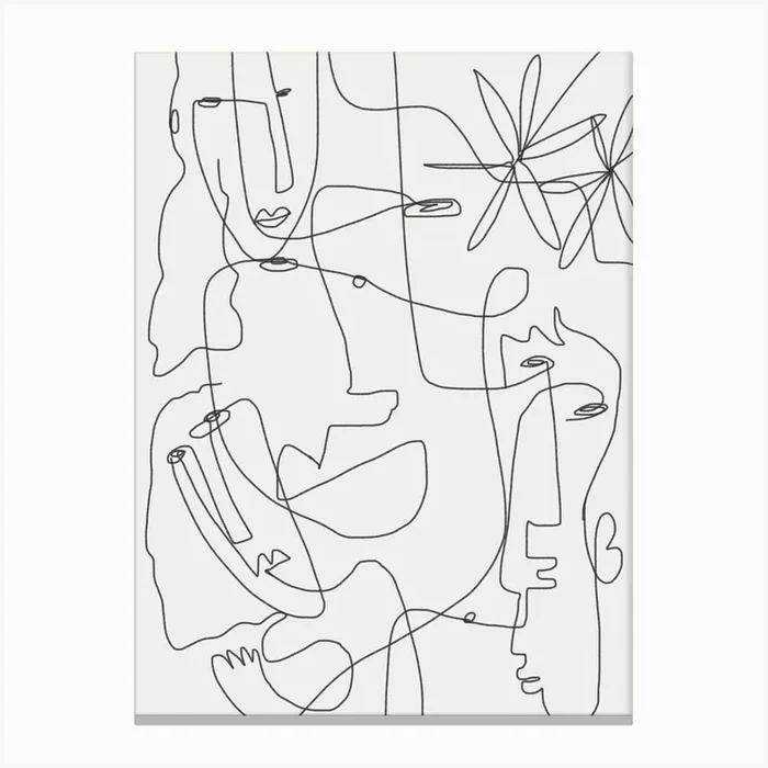 Line Art Faces Canvas Print by Little Dean