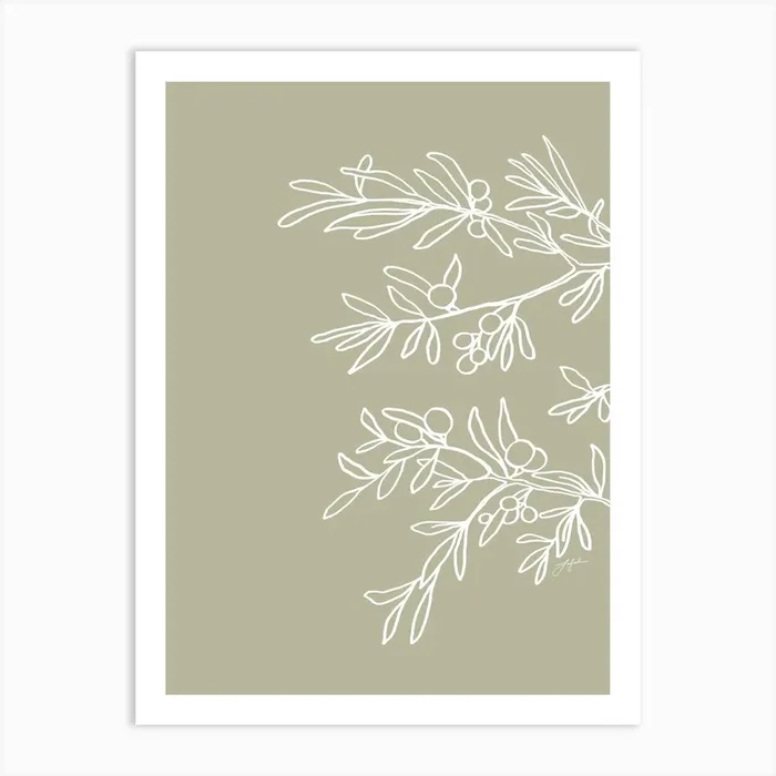 Line Art Olive set, B Art Print by Szafranscy Art Studio
