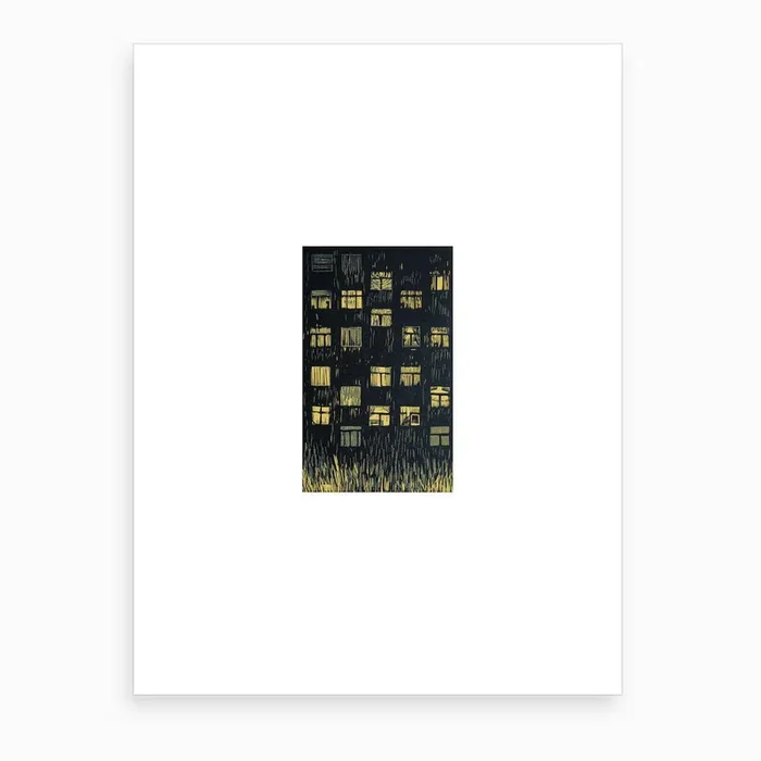 Linocut Indiscreet Windows Art Print by Jack, The Dog