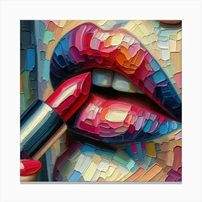 Lipstick Painting Canvas PrintD by DGTDGT